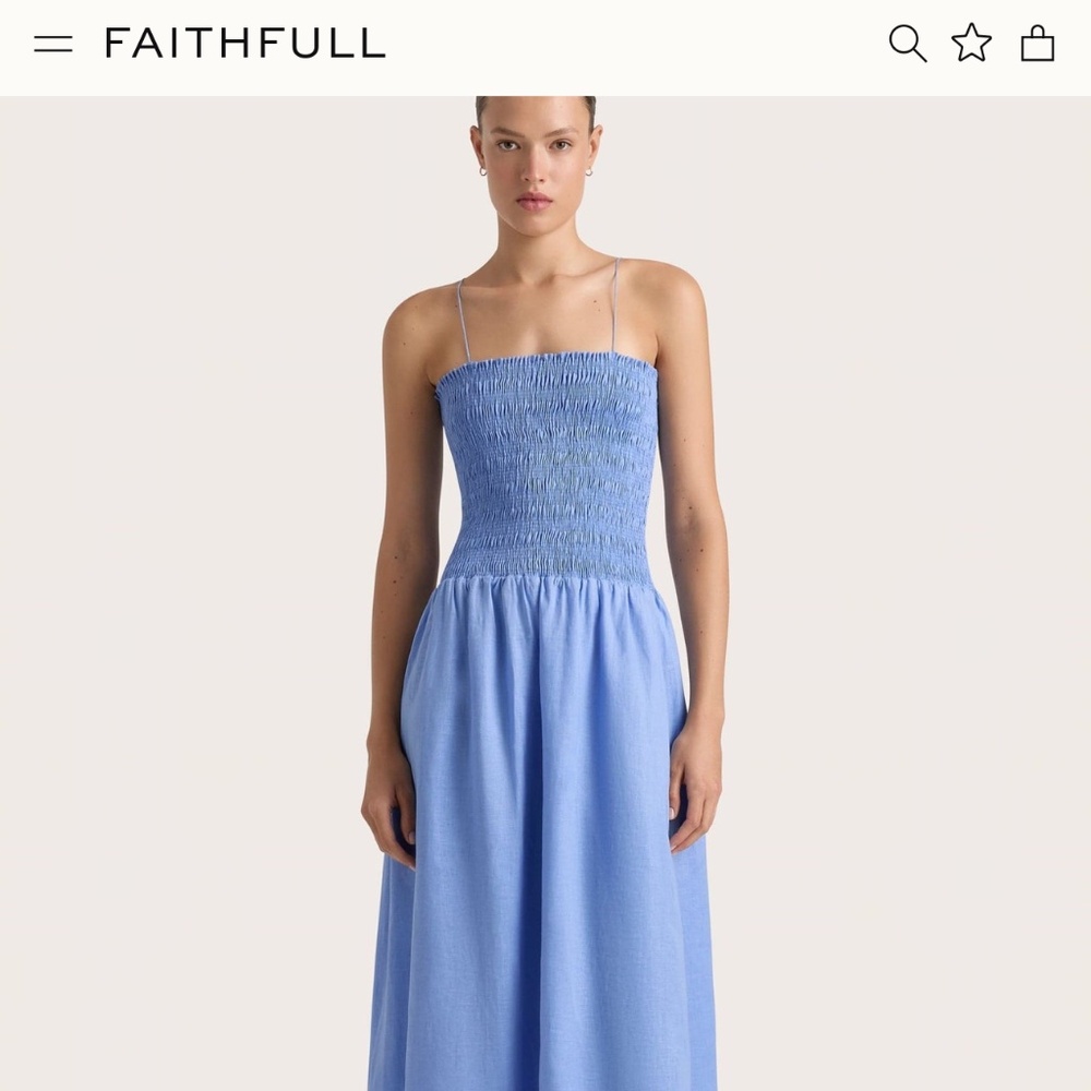 Faithfull Geriba Midi Dress Mid Blue NWT